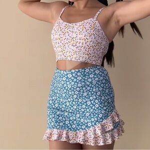 Lime Ricki bikini and swim skirt set. Size small